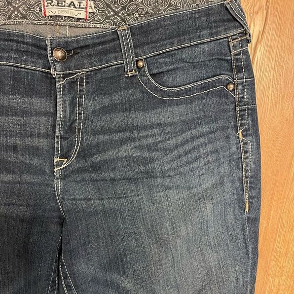 Ariat REAL Womens Whipstitch Mid Rise Boot Cut OCEAN Blue Jeans 10014022 34R - Picture 5 of 10